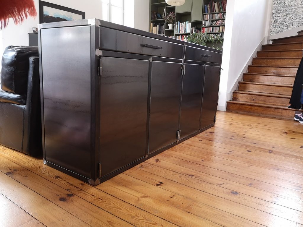 îlot de cuisine bois/métal sur mesure par Béarn Métal Design
