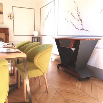 Chariot à fromage industriel bois/métal par Béarn Métal Design