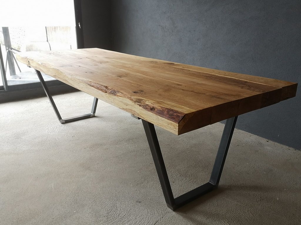 Table à manger bois/métal (plateau épais) par Béarn Métal Design