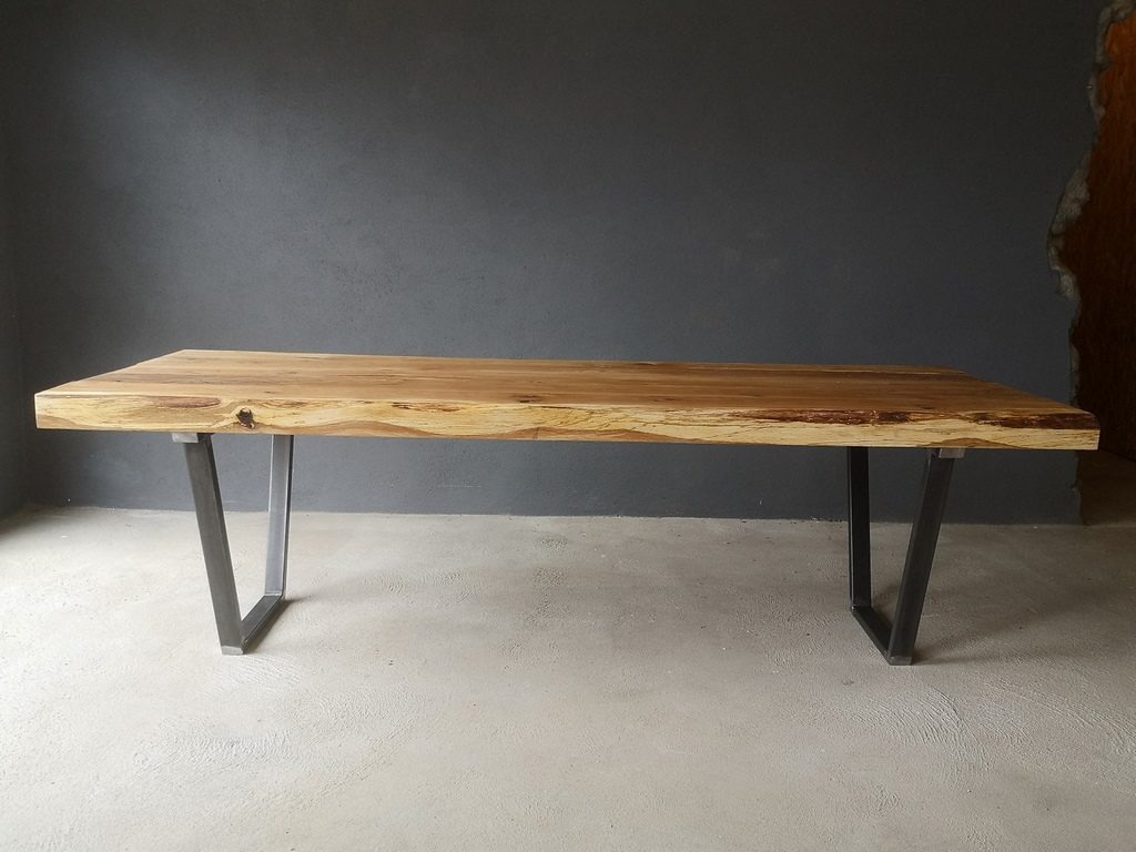 Table à manger bois/métal (plateau épais) par Béarn Métal Design