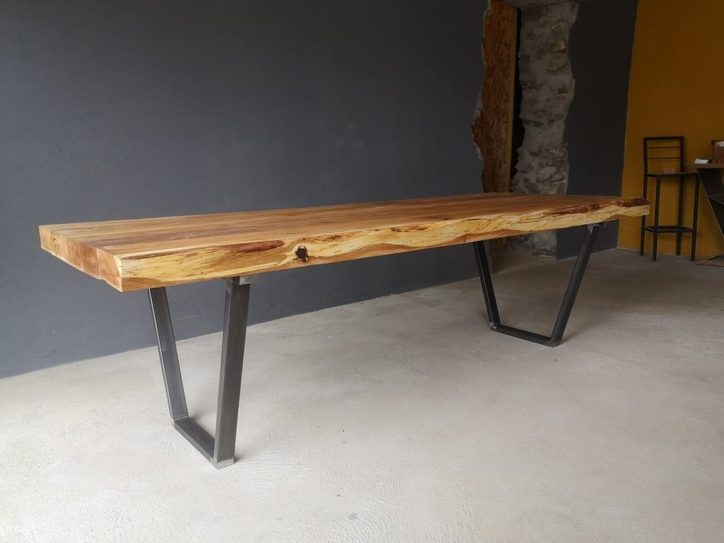 Table à manger bois/métal (plateau épais) par Béarn Métal Design