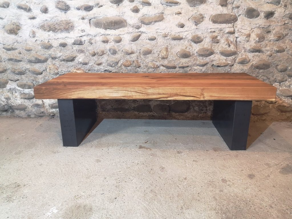 Table basse bois/métal par Béarn Métal Design