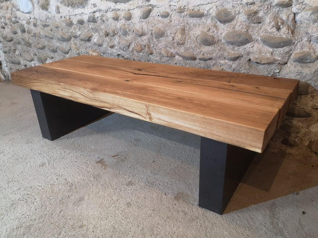 Table basse bois/métal par Béarn Métal Design