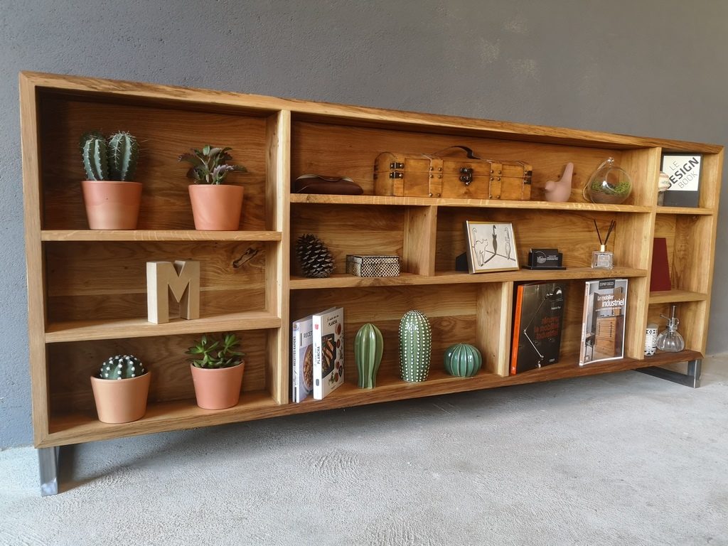 Buffet sur mesure bois et pieds métal par Béarn Métal Design