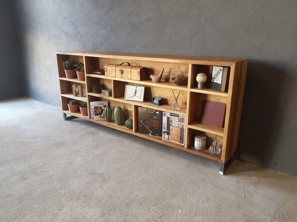 Buffet sur mesure bois et pieds métal par Béarn Métal Design