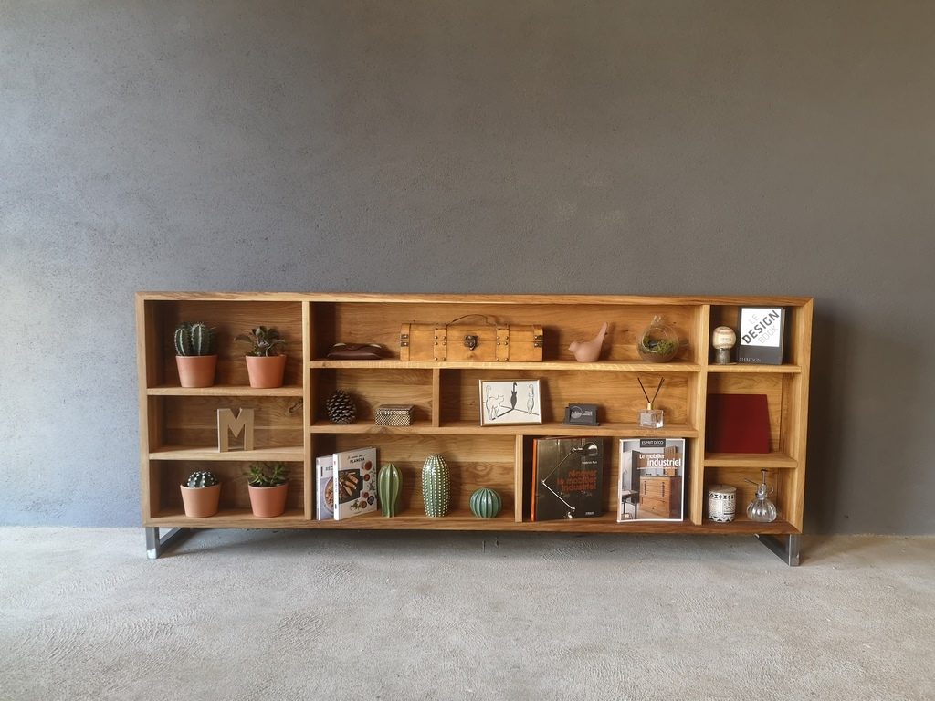 Buffet sur mesure bois et pieds métal par Béarn Métal Design
