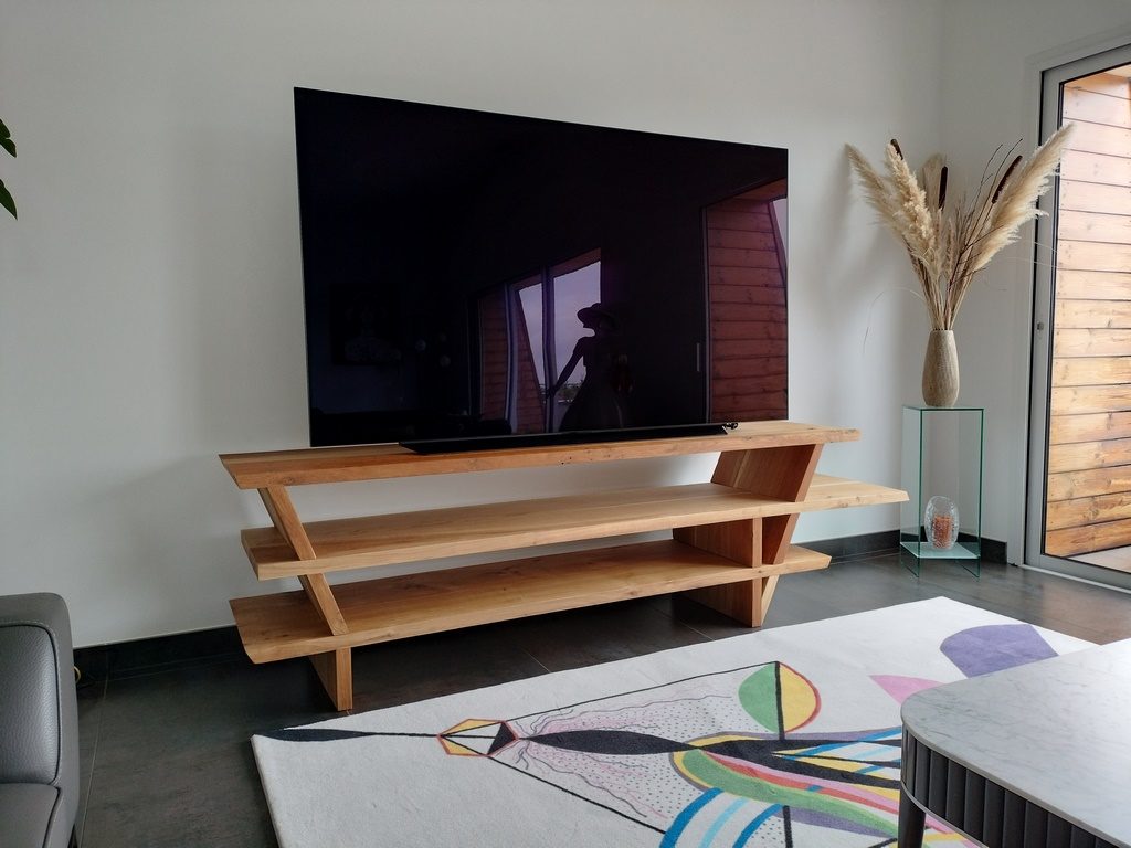 Meuble TV bois chêne massif design Béarn Métal Design
