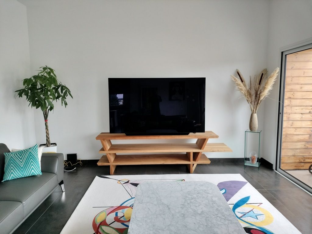 Meuble TV bois chêne massif design Béarn Métal Design