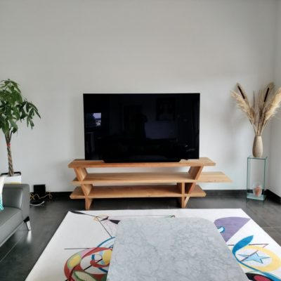 Meuble TV bois chêne massif design Béarn Métal Design