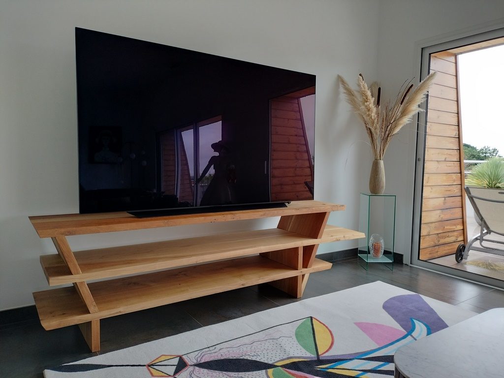 Meuble TV bois chêne massif design Béarn Métal Design