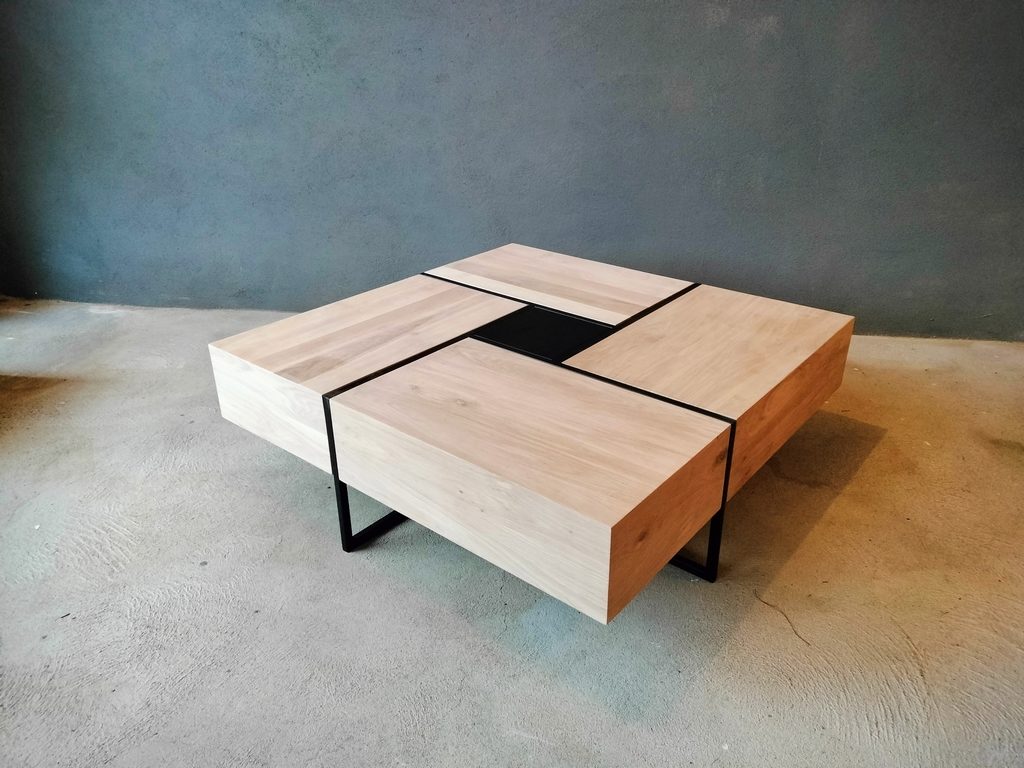 Table basse design et originale avec rangements par Béarn Métal Design